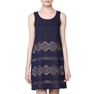 Neiman Marcus Geometric Laser Cut Chiffon Dress